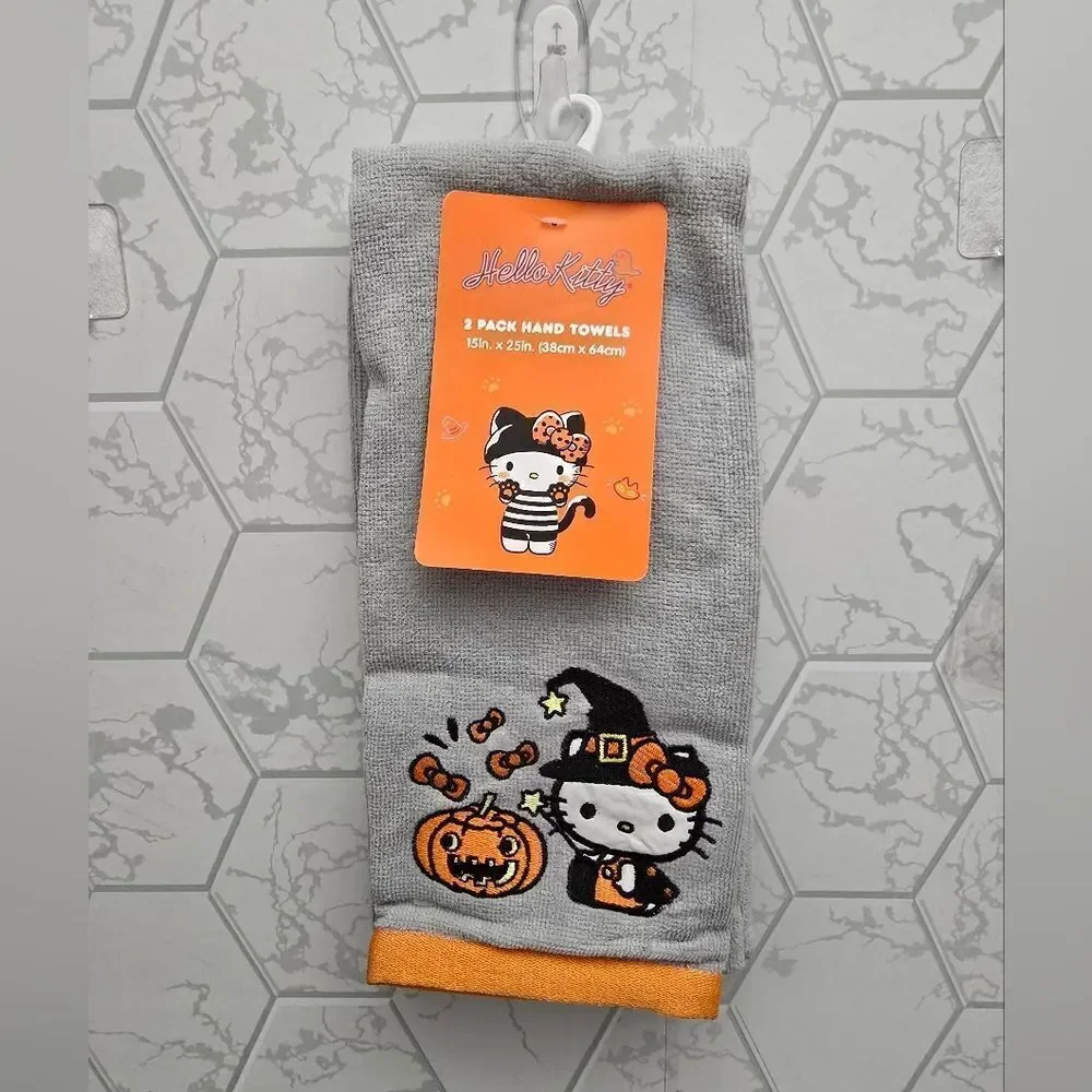 Nwt Hello Kitty Halloween Hand Towels Set. 2pc, 15 x 25